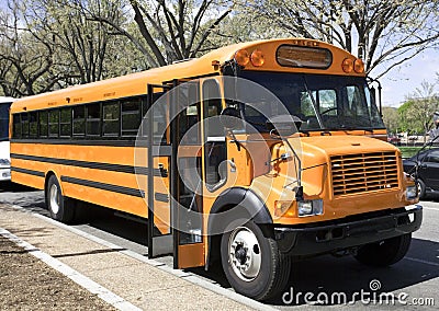 Parked School Bus Stock Photo