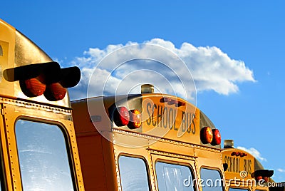 Parked school busses Stock Photo