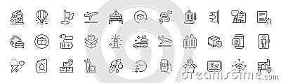 Parking app, Map and Delivery timer line icons. For web app, printing. Line icons. Vector Stock Photo