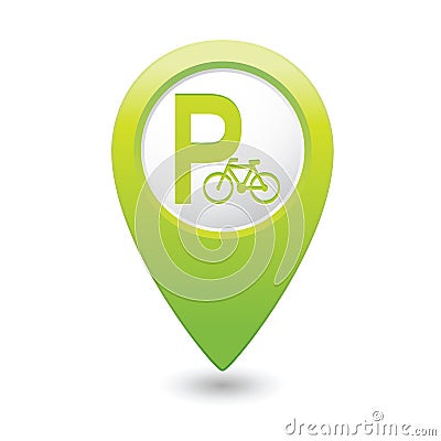 Parking for bicycle icon on map pointer Vector Illustration