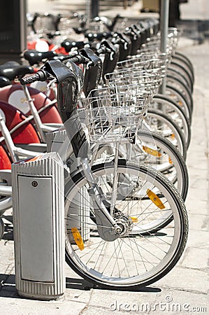 Parking for bikes Stock Photo