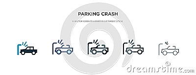 Parking crash icon in different style vector illustration. two colored and black parking crash vector icons designed in filled, Vector Illustration