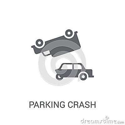 Parking crash icon. Trendy Parking crash logo concept on white b Vector Illustration