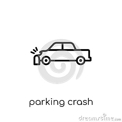 Parking crash icon. Trendy modern flat linear vector Parking crash icon on white background from thin line Insurance collection Vector Illustration