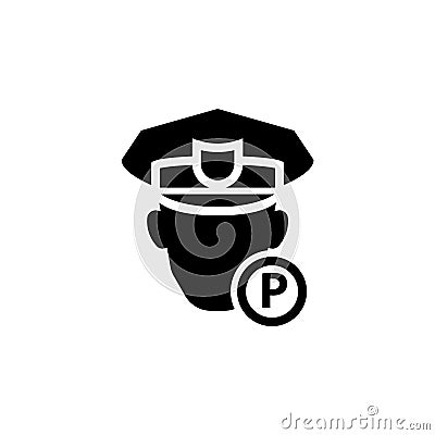 Parking enforcement officer silhouette icon Vector Illustration