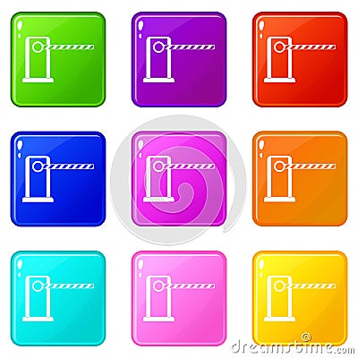 Parking entrance icons 9 set Vector Illustration