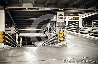 Parking garage in basement, underground interior Stock Photo