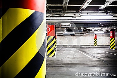 Parking garage underground interior Stock Photo