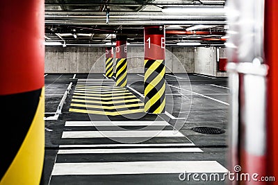 Parking garage underground interior Stock Photo