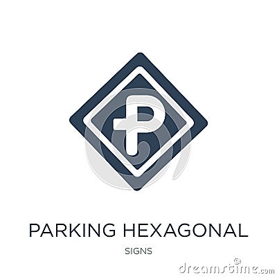 parking hexagonal icon in trendy design style. parking hexagonal icon isolated on white background. parking hexagonal vector icon Vector Illustration