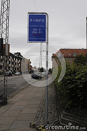 Parking info at Kastruplundgade in Kastrup Editorial Stock Photo