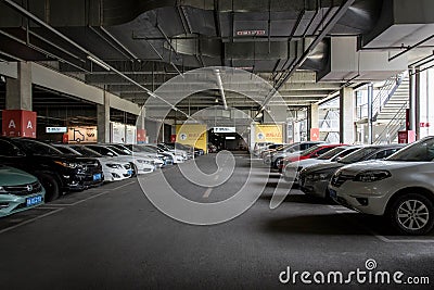 A parking lot of a big department store ,wuhan city, china Editorial Stock Photo