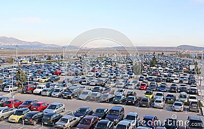 Parking Lot Full of Cars Stock Photo