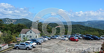 Parking lot on mountain in Dalat, Vietnam Editorial Stock Photo