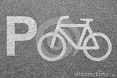 Parking lot sign bike bicycle park cycle traffic town mobility Stock Photo