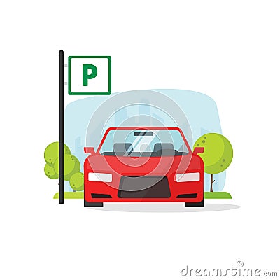 Parking lot with sign vector illustration on white Vector Illustration