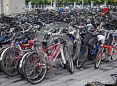 Parking lots Bicycles In Beijing,China Editorial Stock Photo