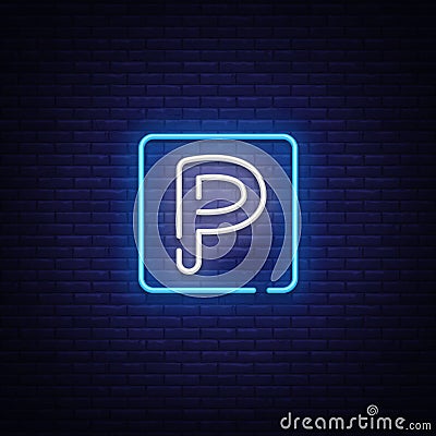 Parking neon sign vector. Parking Zone Design template neon sign, light banner, neon signboard, nightly bright Vector Illustration