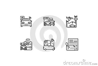 Park and Rides icons. Linear vector illustrations Vector Illustration