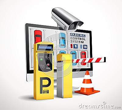 Parking payment station - access control Vector Illustration