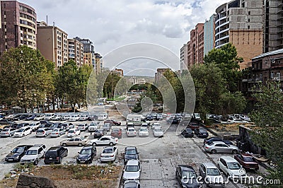 Parking place in Yerevan Editorial Stock Photo