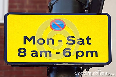 Parking restriction sign. Stock Photo
