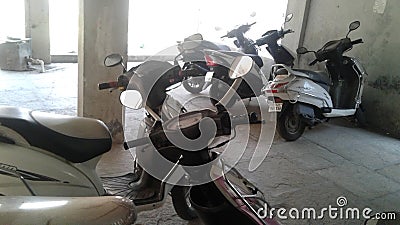 Parking scene under basement of an Apartment in India Editorial Stock Photo