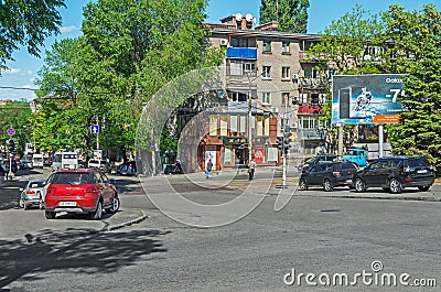 Parking on sidewalk Editorial Stock Photo