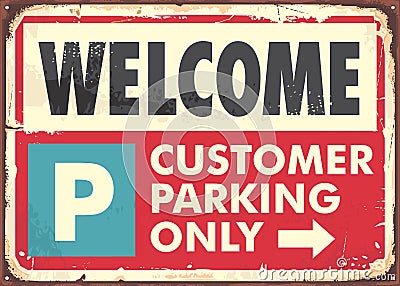 Parking sign design in retro style made for parking spots. Vector Illustration