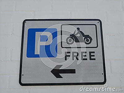 Parking sign free for bikes Stock Photo