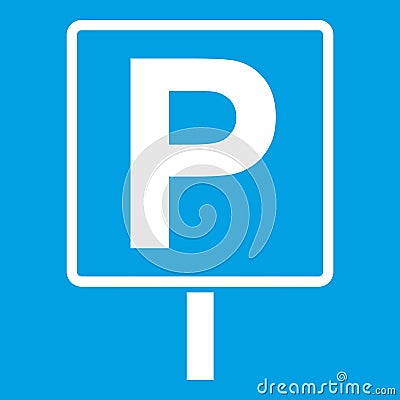 Parking sign icon white Vector Illustration