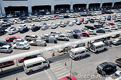 Parking spot for car of people passenger of BTS skytrain park Editorial Stock Photo