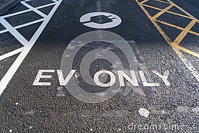 Parking spot for Electric Vehicle charging Editorial Stock Photo