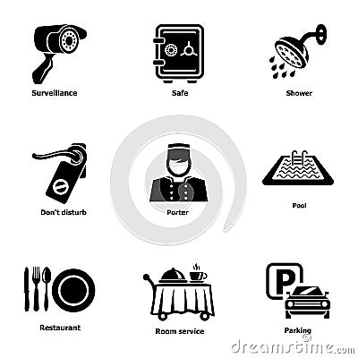 Parking spot icons set, simple style Vector Illustration