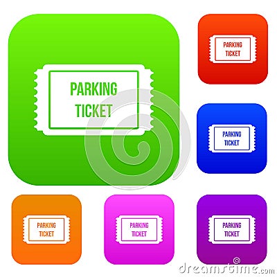 Parking ticket set collection Vector Illustration