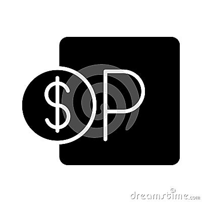 Parking transport money pay silhouette style icon design Vector Illustration