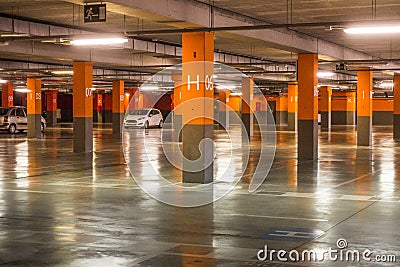 Parking underground garage interior in apartment house or in supermarket Stock Photo