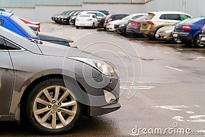 parking of used cars in the open air. profitable sale and purchase of cars. Editorial Stock Photo