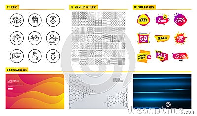 Parking, User idea and Identification card icons. Holidays shopping, Check investment and Speedometer signs. Vector Vector Illustration