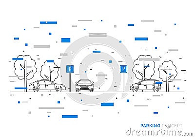 Parking vector illustration with colorful decorative elements Vector Illustration