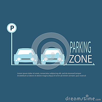 Parking Zone blue background. Vector Illustration