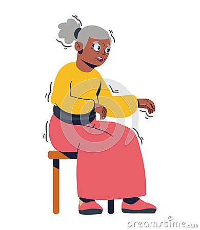 parkinson elderly woman Cartoon Illustration