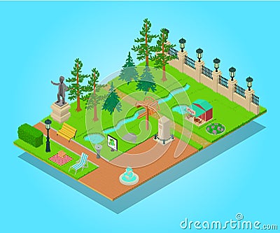 Parkland concept banner, isometric style Vector Illustration
