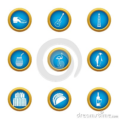 Parkland icons set, flat style Vector Illustration