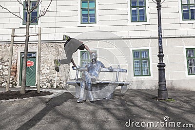 Parkour acrobat in action in Zagreb, Croatia Editorial Stock Photo