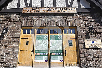 Parks Canada Banff National Park Closed Doors Visitor Centre Building Coronavirus COVID-19 Pandemic Editorial Stock Photo