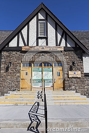 Parks Canada Banff National Park Closed Doors Visitor Centre Building Coronavirus COVID-19 Pandemic Editorial Stock Photo