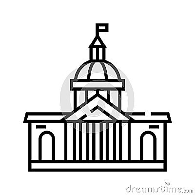 Parlament building line icon, concept sign, outline vector illustration, linear symbol. Cartoon Illustration