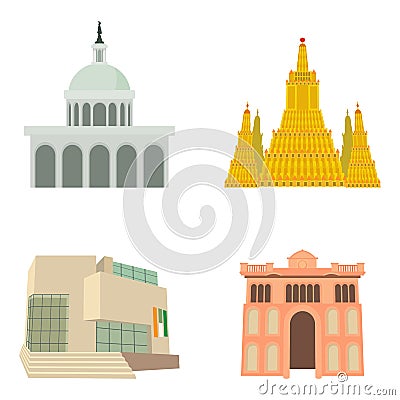 Parlament icon set, cartoon style Vector Illustration