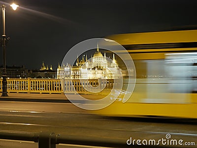Parliament Building of Budapest night time Editorial Stock Photo